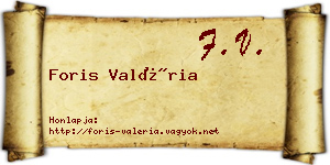 Foris Valéria névjegykártya
